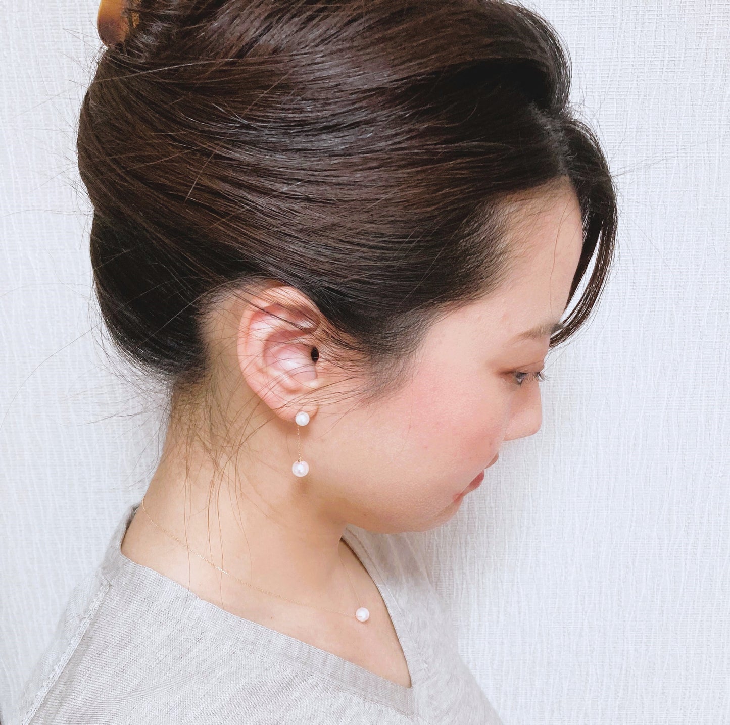 ~KINU~2-strand 2-way Akoya pearl earrings 7mm and 5.5mm