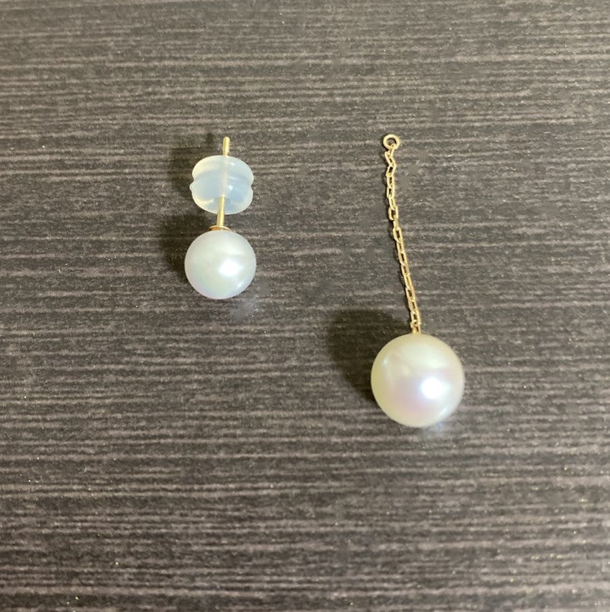 ~KINU~2-strand 2-way Akoya pearl earrings 7mm and 5.5mm