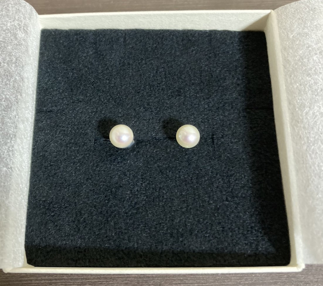 ～KINU～Boucles d'oreilles simples en perles d'Akoya 7mm