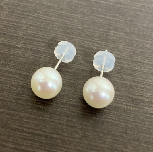 ～KINU～Boucles d'oreilles simples en perles d'Akoya 7mm